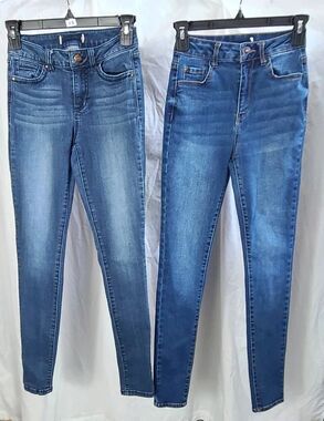 2 pc lot XS size 1 Denim jeggings Wax jeans and Blue Spice Mid High rise stretch